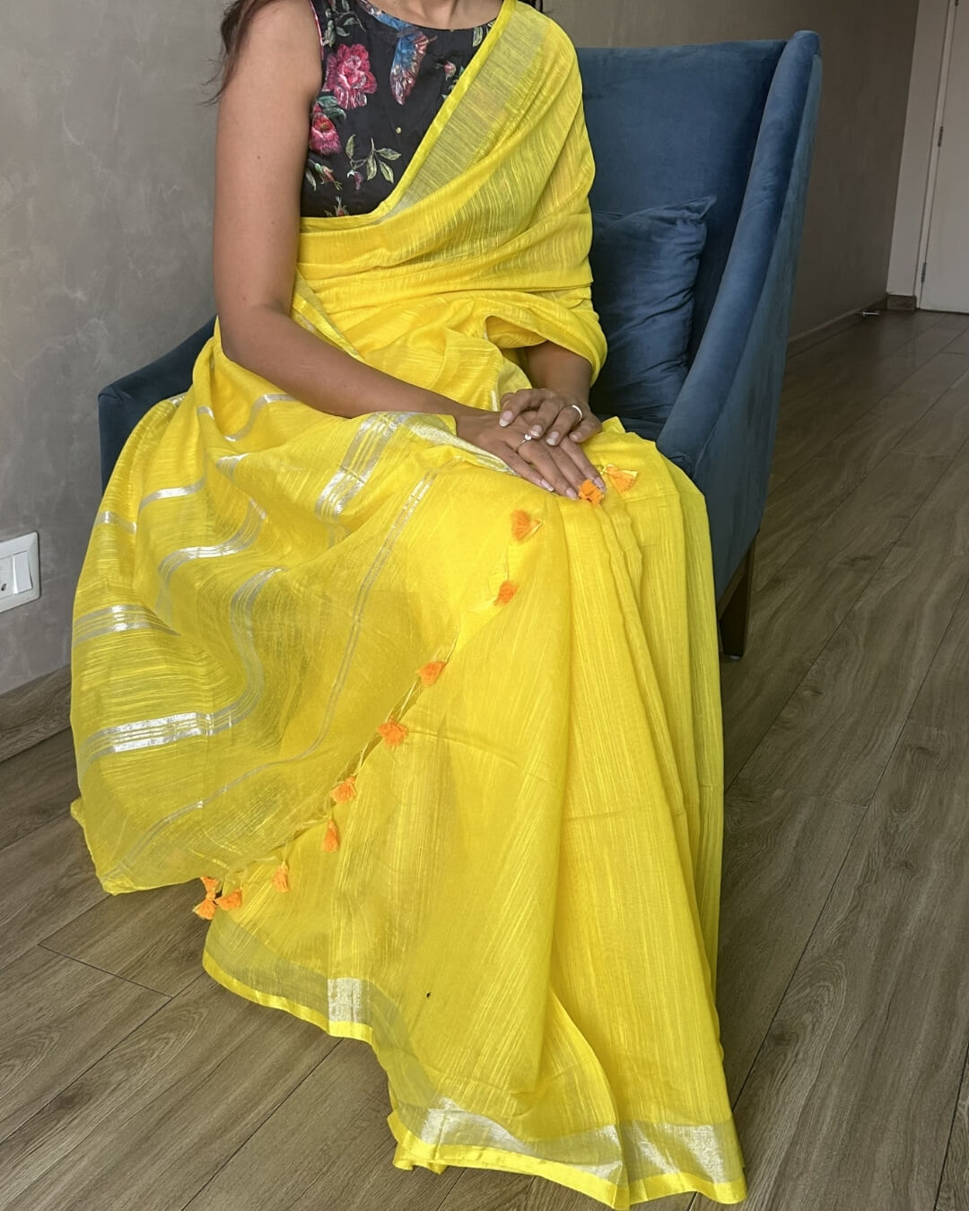 Mimosa Yellow Cotton Saree