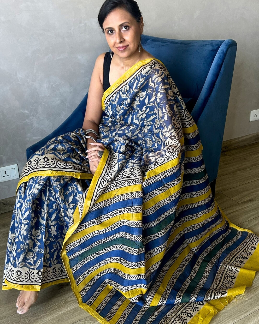 Neel Basant Block Printed Saree