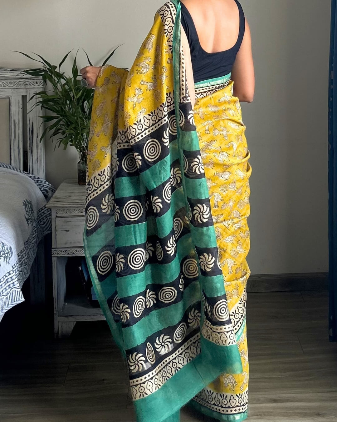 Basant Chanderi Hand Block Printed Saree