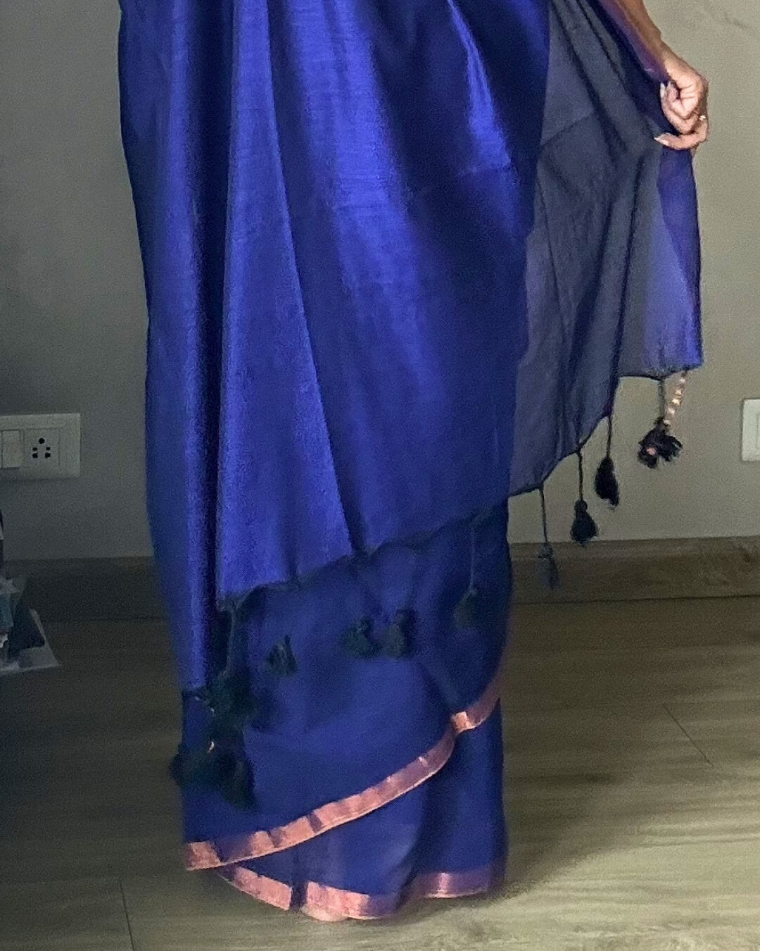 Shyama Blue Mulmul Saree
