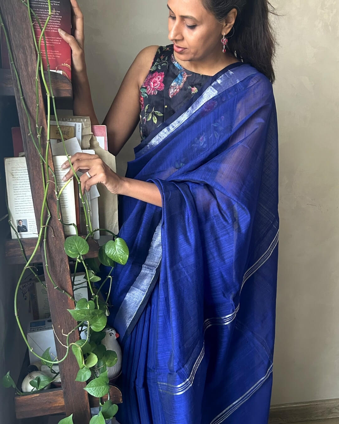 Nilaya Blue Cotton Saree