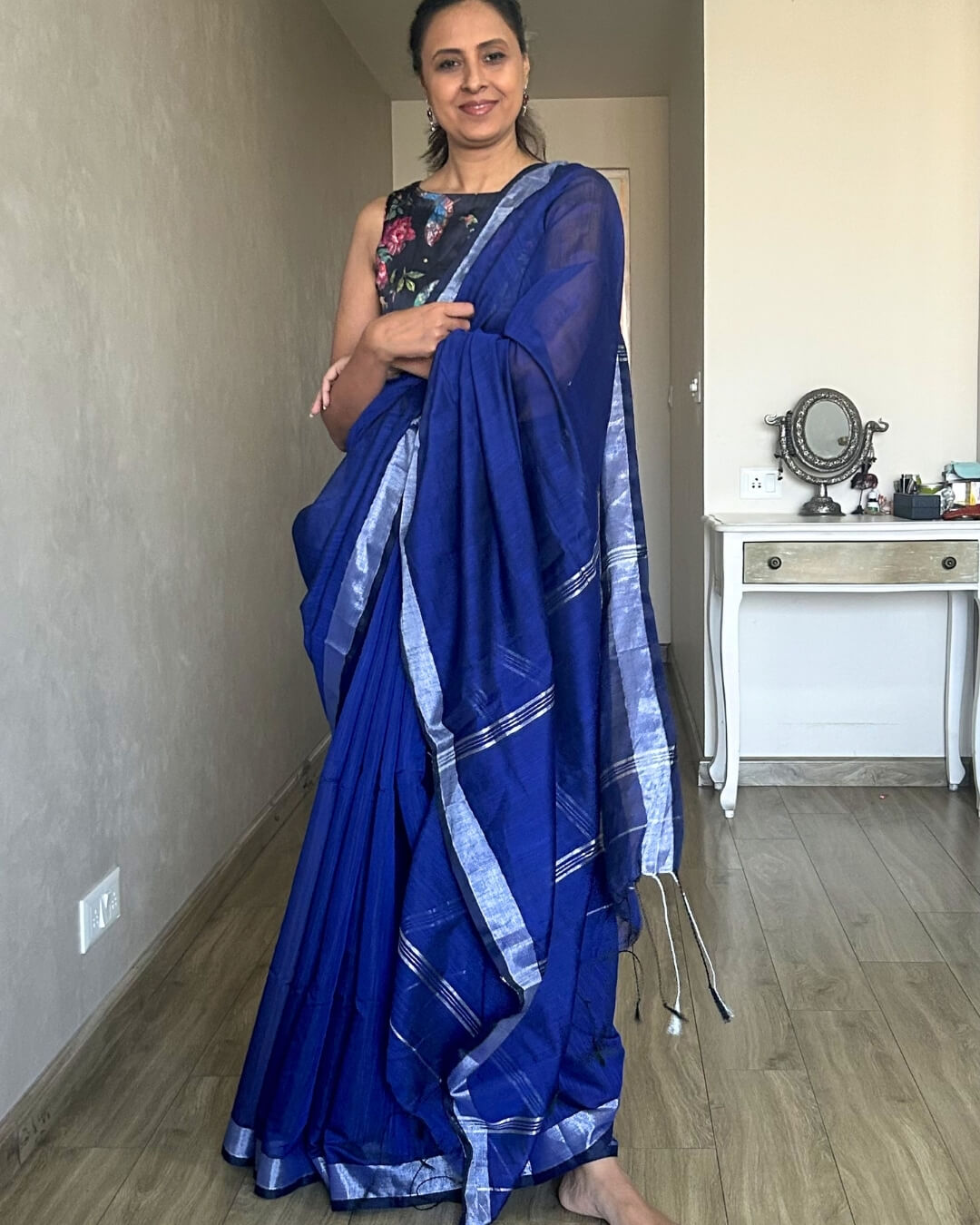 Nilaya Blue Cotton Saree