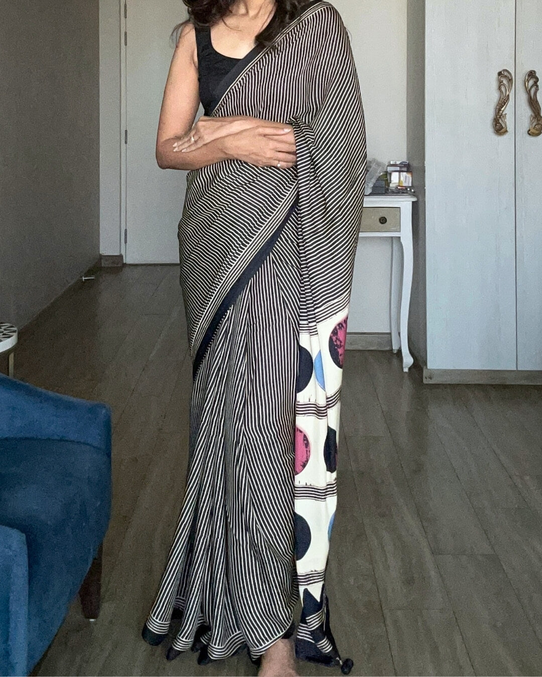 Black Ajrakh Modal Saree