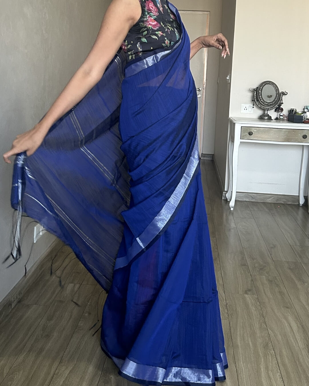 Nilaya Blue Cotton Saree