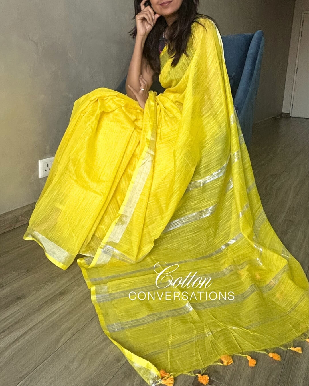 Mimosa Yellow Cotton Saree