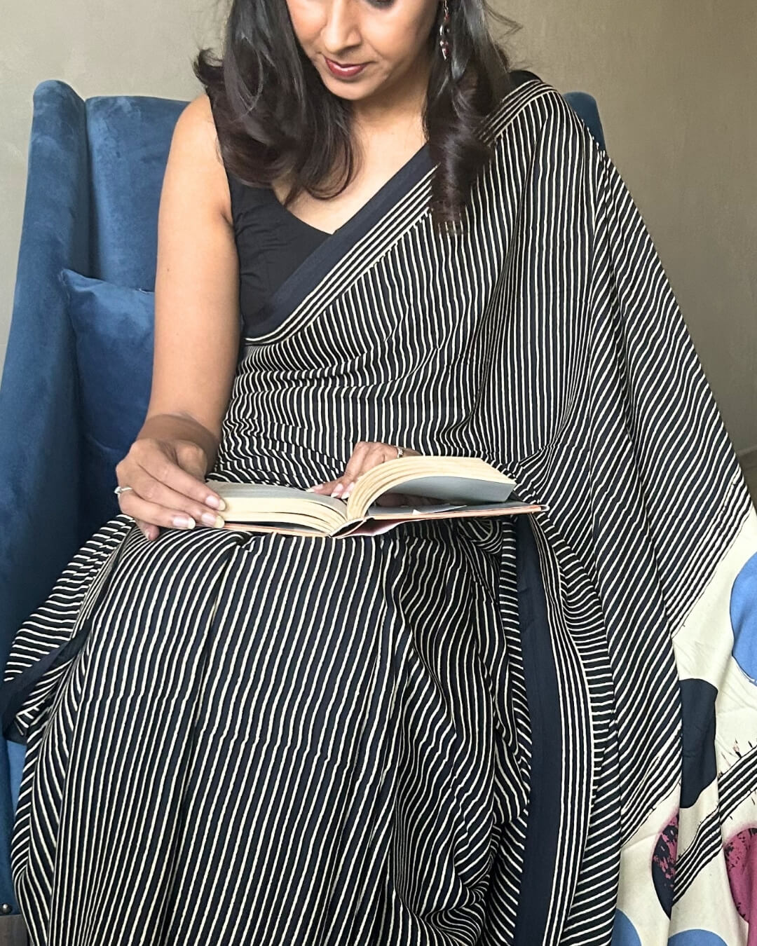 Black Ajrakh Modal Saree