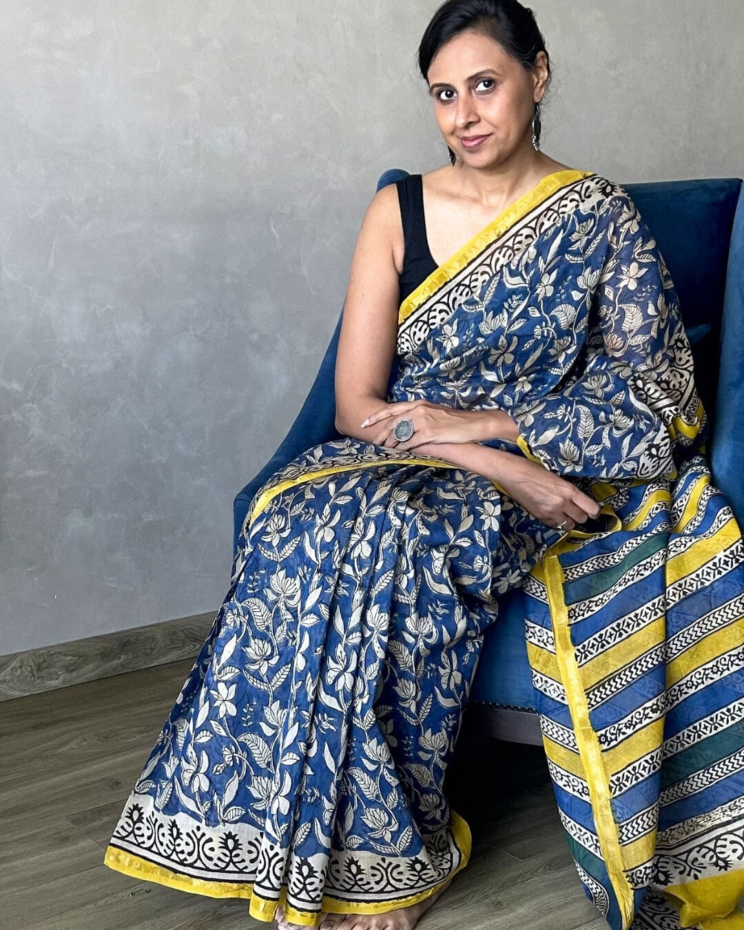 Neel Basant Block Printed Saree