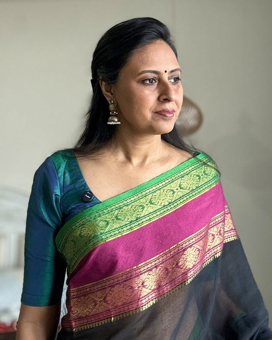 Nishigandha Mulmul Saree with Kanchi Border