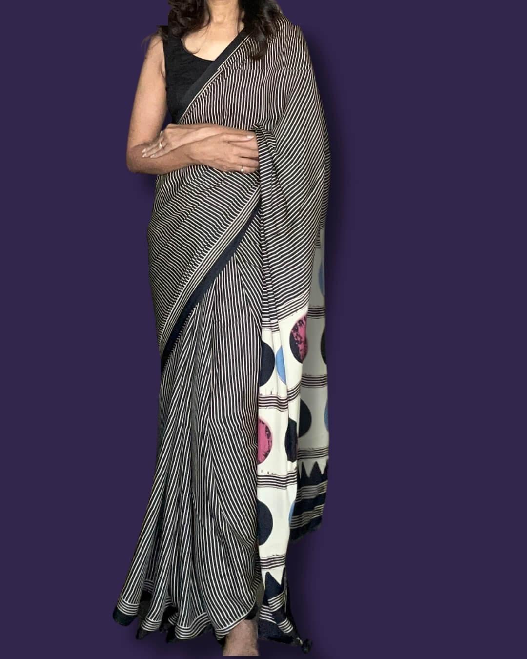 Black Ajrakh Modal Saree