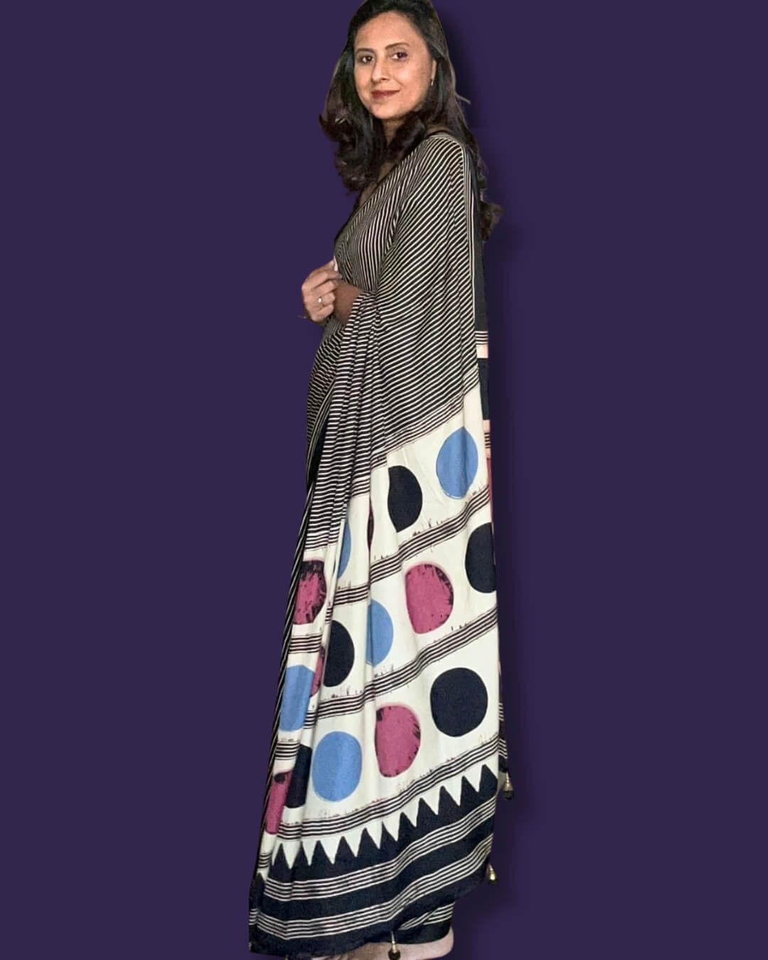 Black Ajrakh Modal Saree