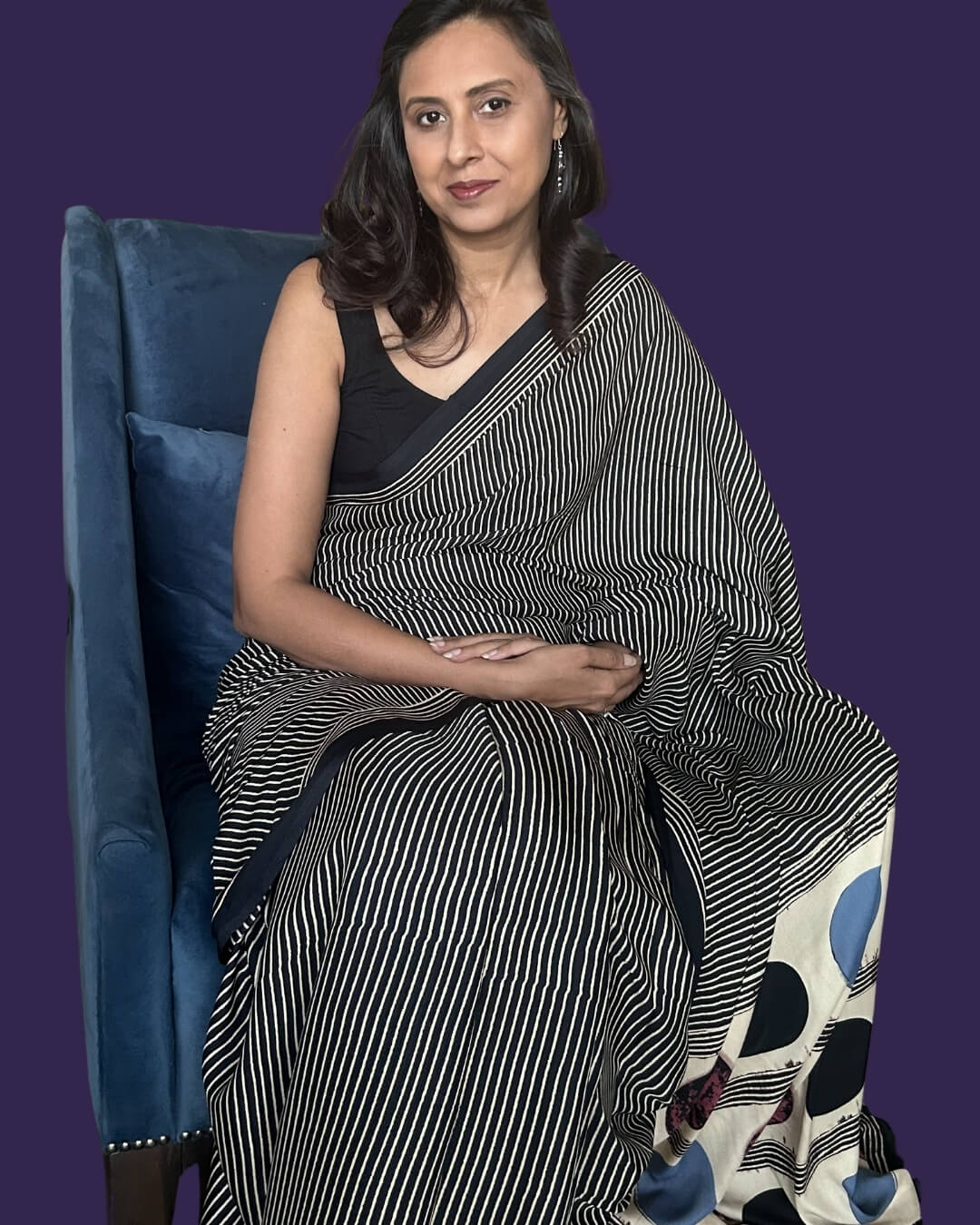 Black Ajrakh Modal Saree