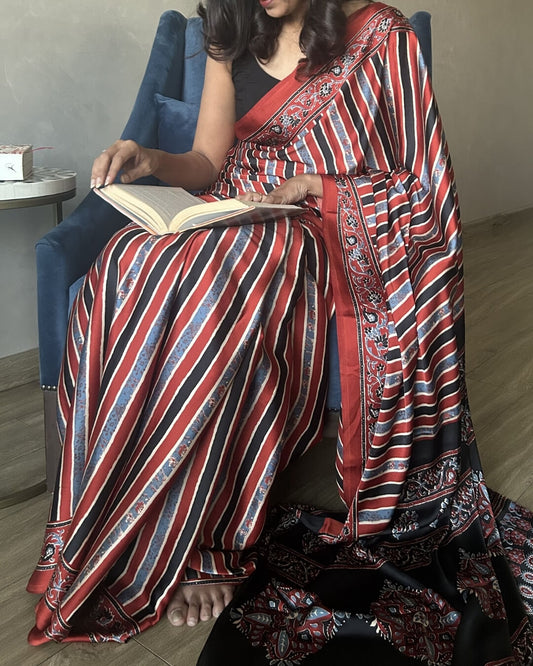 Alina Ajrakh Modal Saree