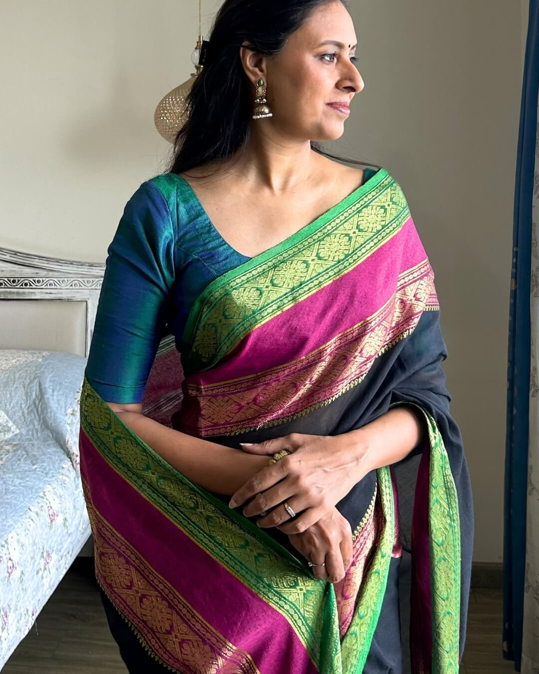 Nishigandha Mulmul Saree with Kanchi Border