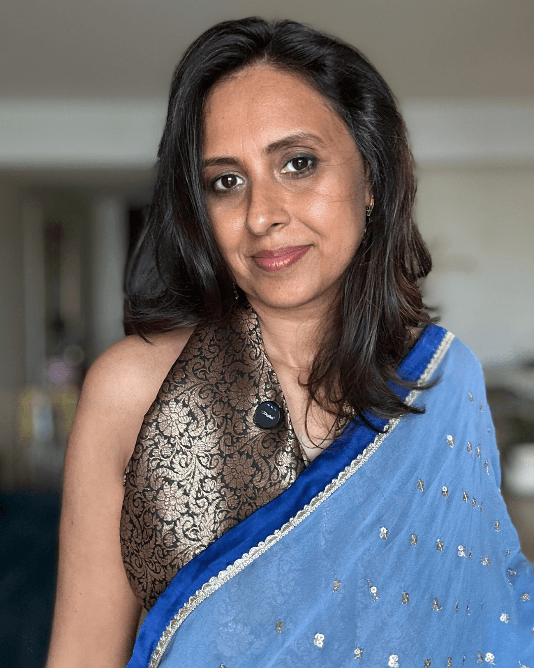 "Jhilmil" Powder Blue Georgette Saree