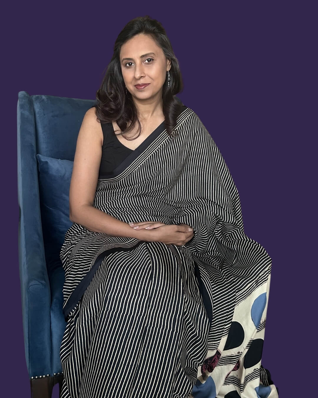 Black Ajrakh Modal Saree