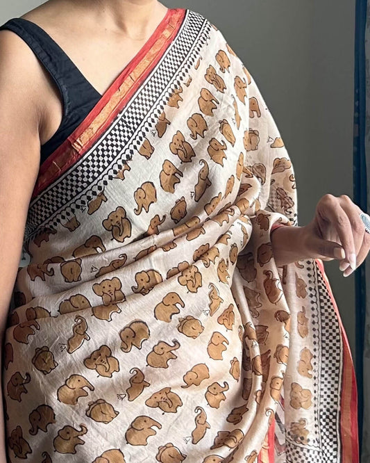 Gajraj Block Printed Saree