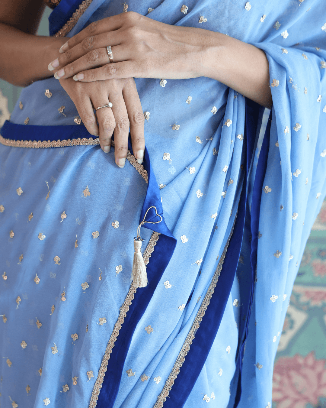 "Jhilmil" Powder Blue Georgette Saree
