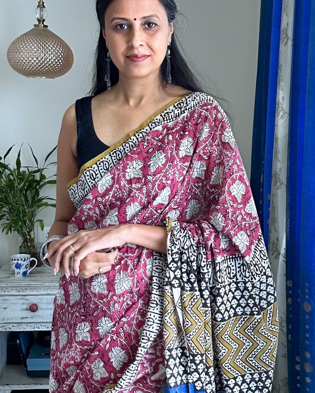 Gulnaar Hand Block Printed Mulmul Saree