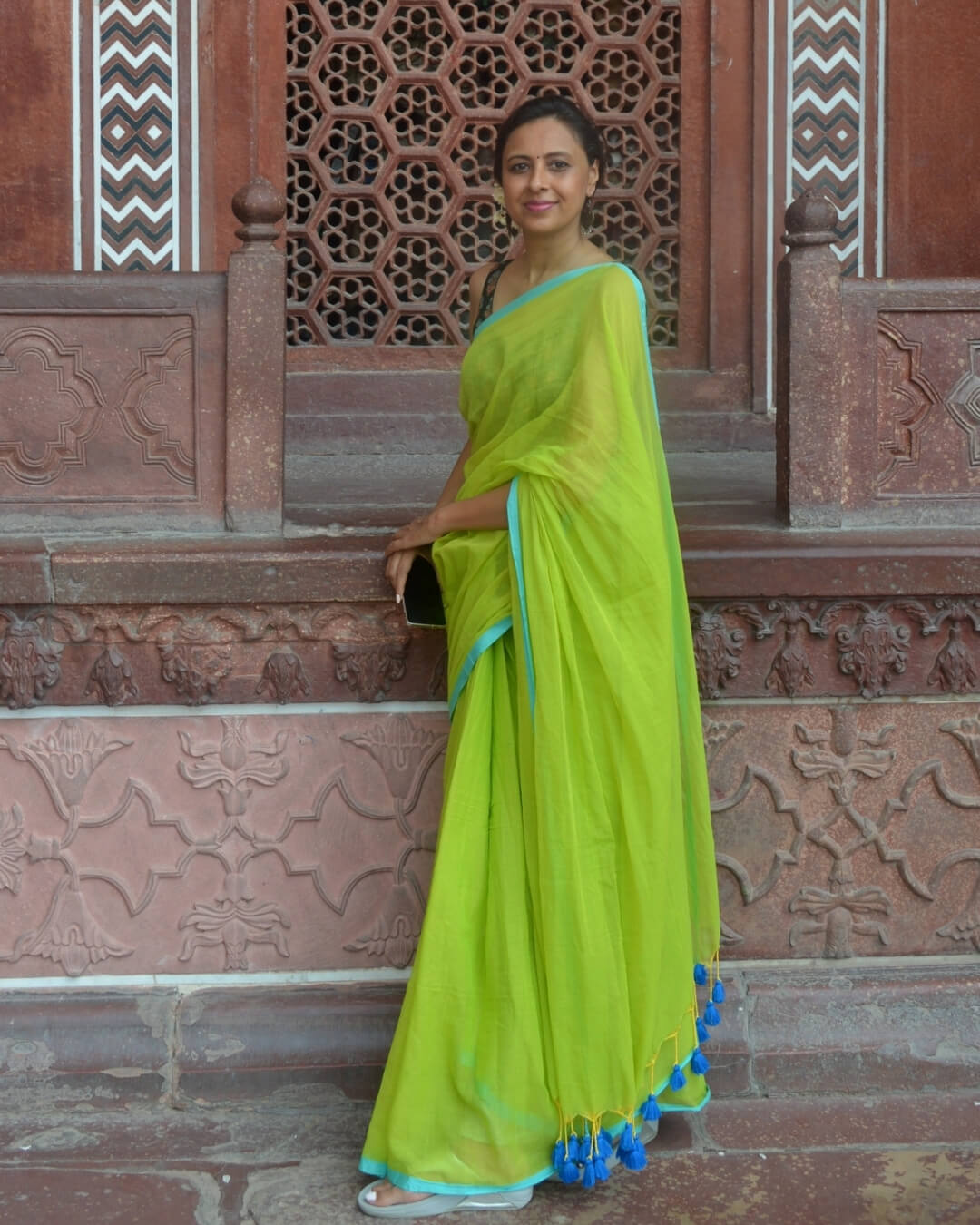 Limea Lime Green Mulmul Saree