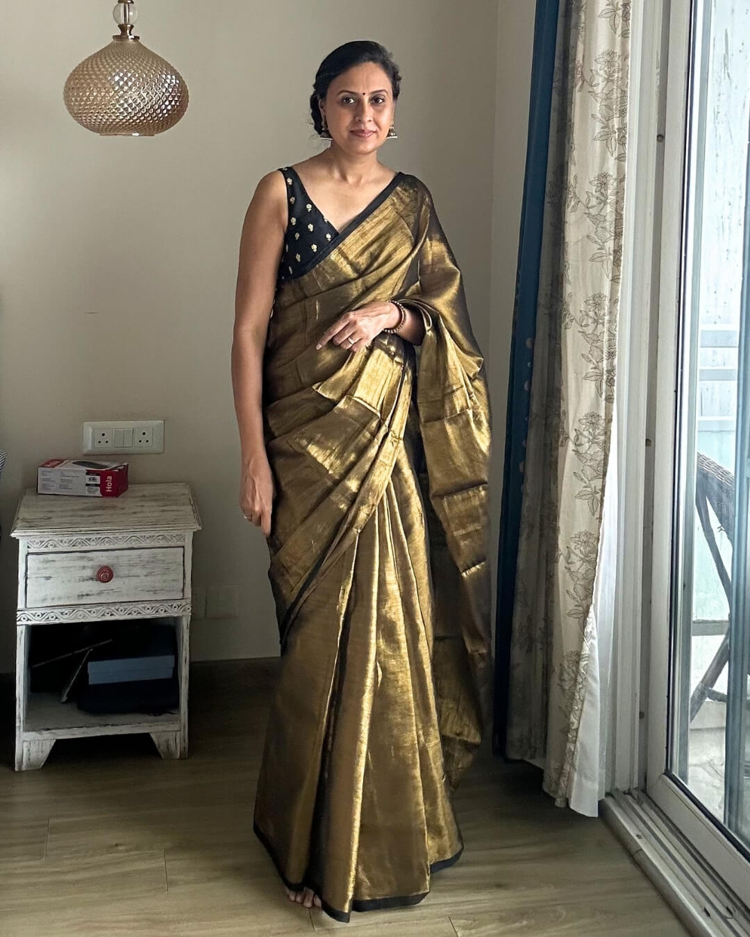 Gold Mulmul Saree