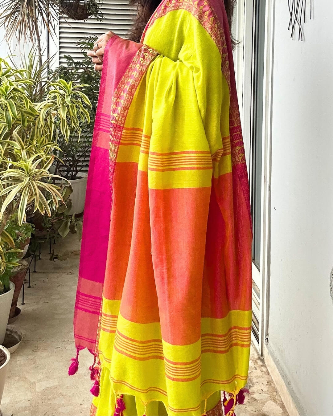 Rangrez Neon Green Tant Saree