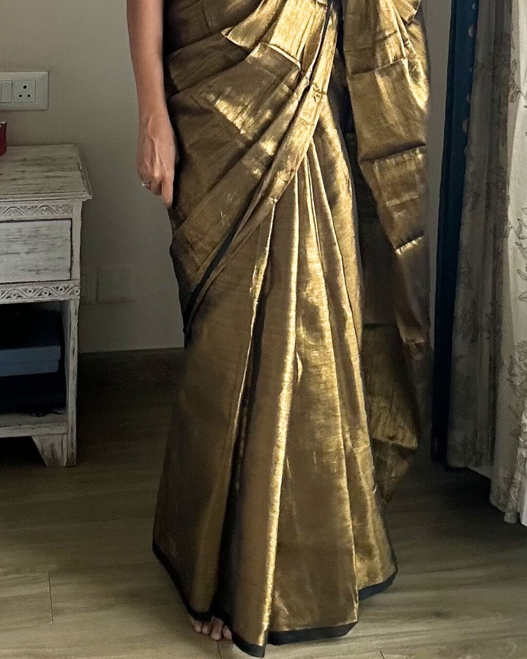 Gold Mulmul Saree