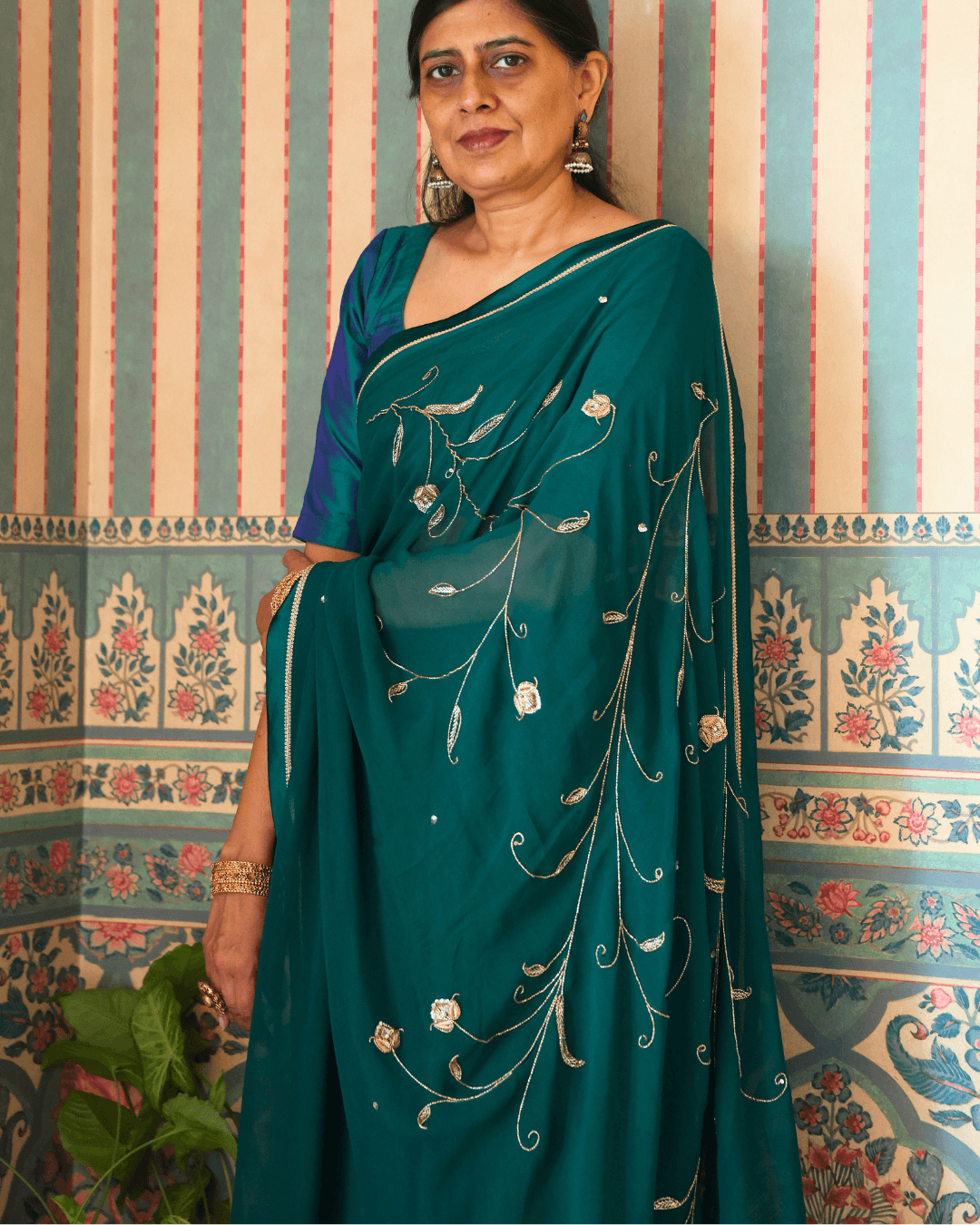 "Shayari" Green Georgette Saree