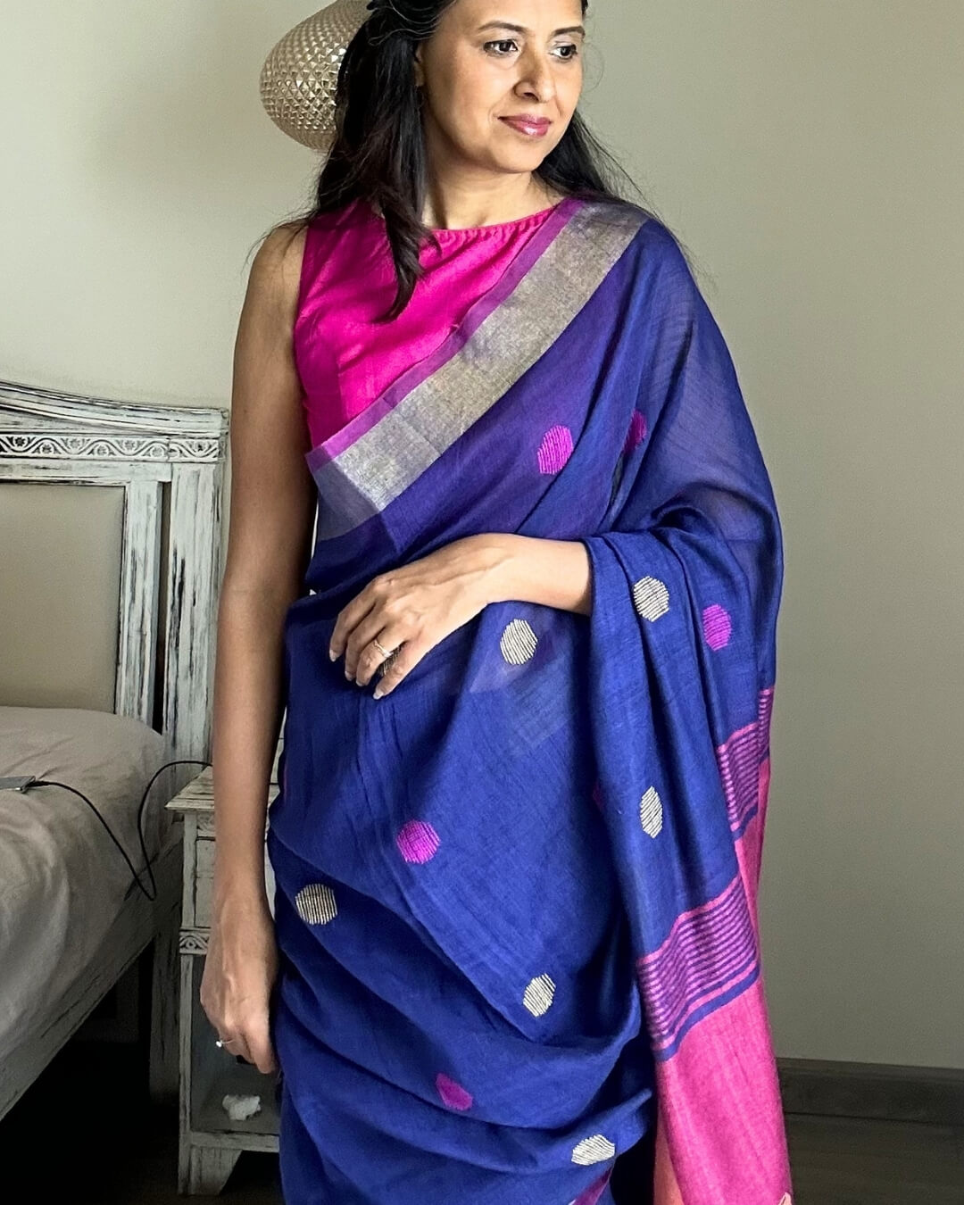 Elana Linen Jamdani Saree