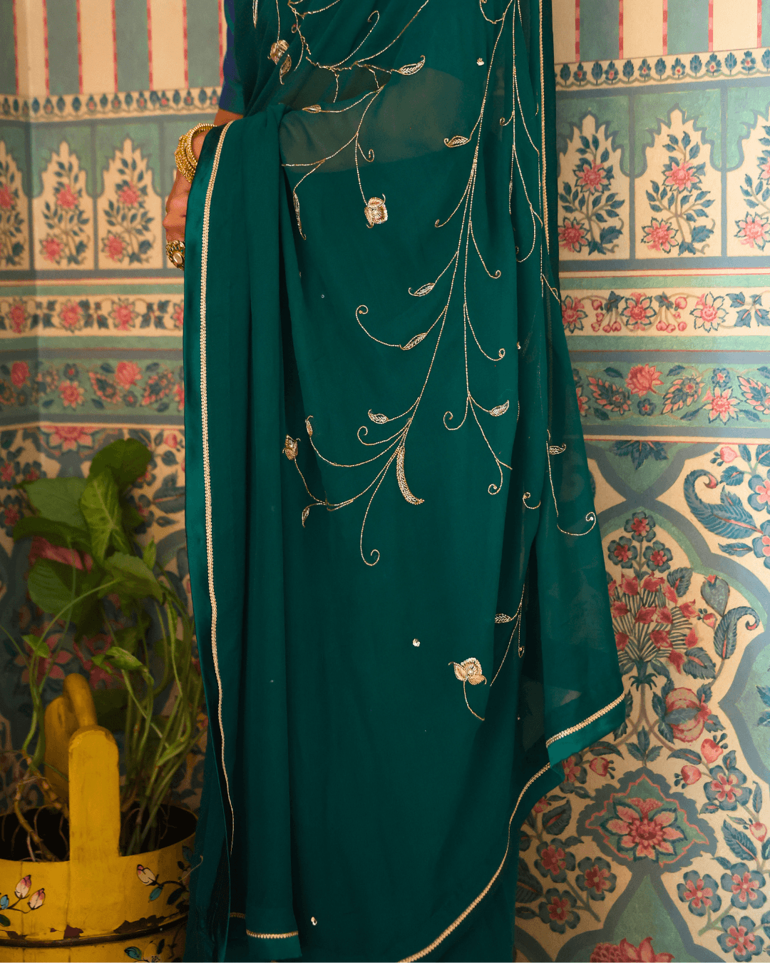 "Shayari" Green Georgette Saree