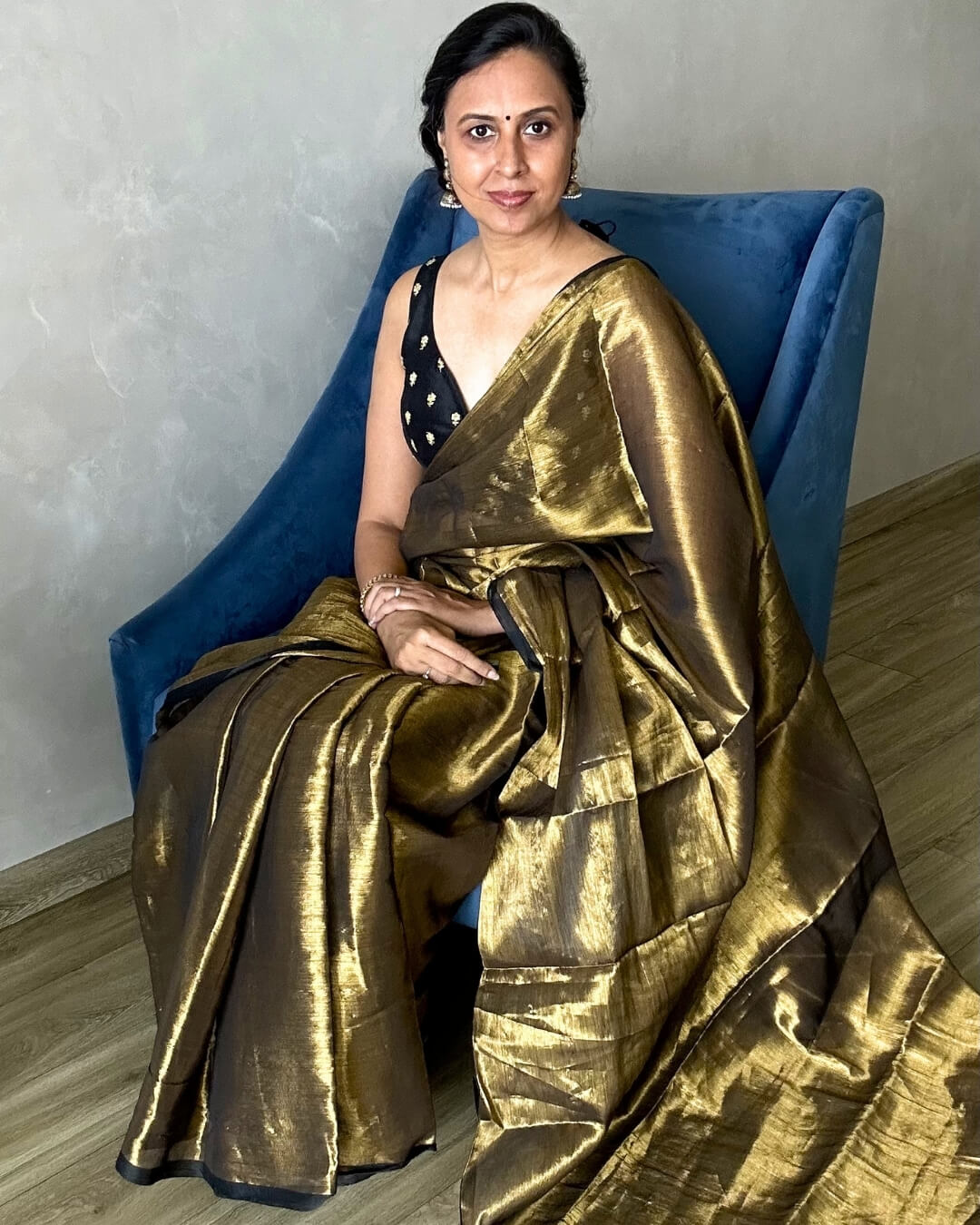 Gold Mulmul Saree