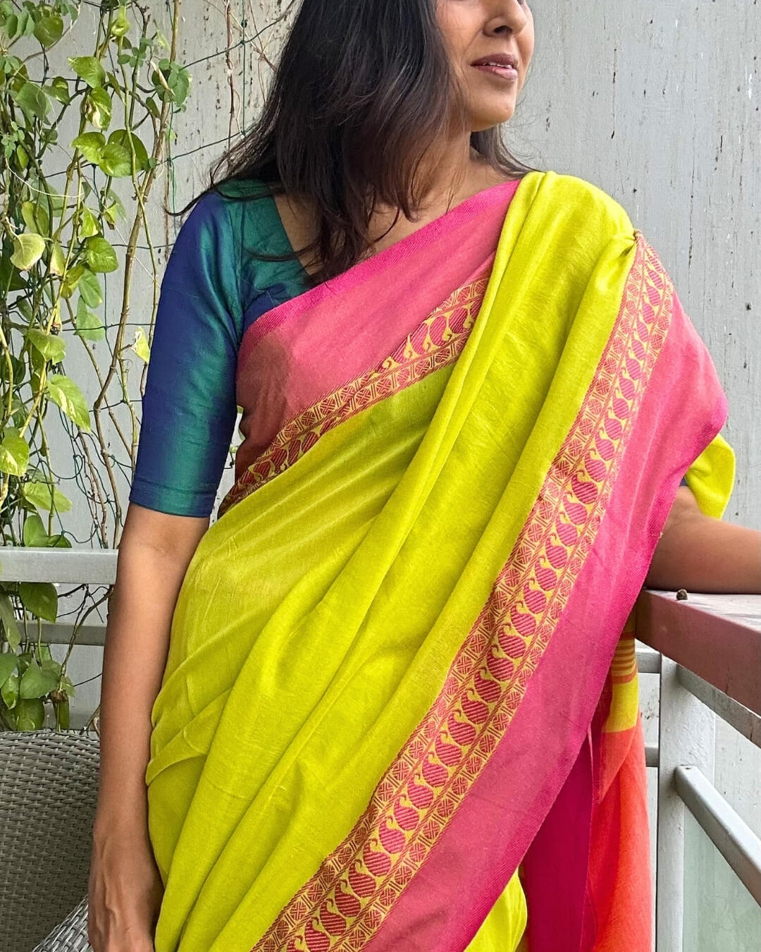 Rangrez Neon Green Tant Saree