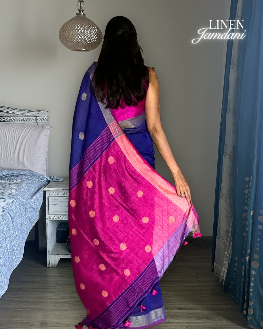 Elana Linen Jamdani Saree
