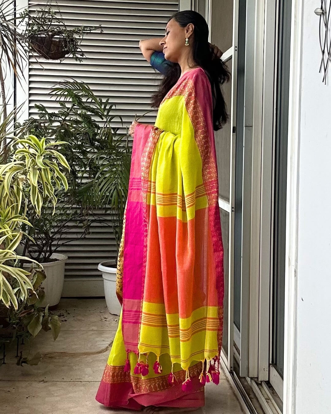 Rangrez Neon Green Tant Saree
