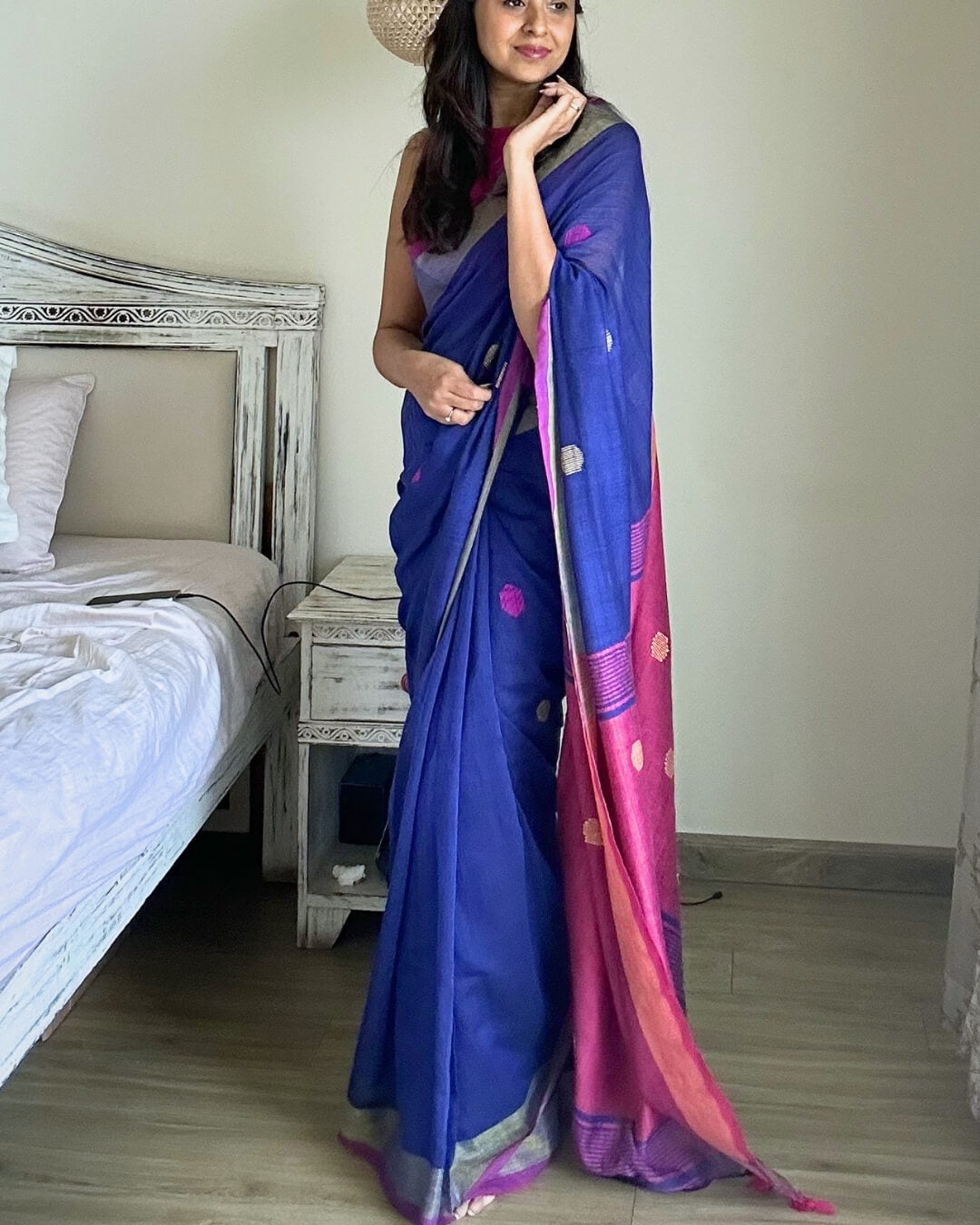 Elana Linen Jamdani Saree