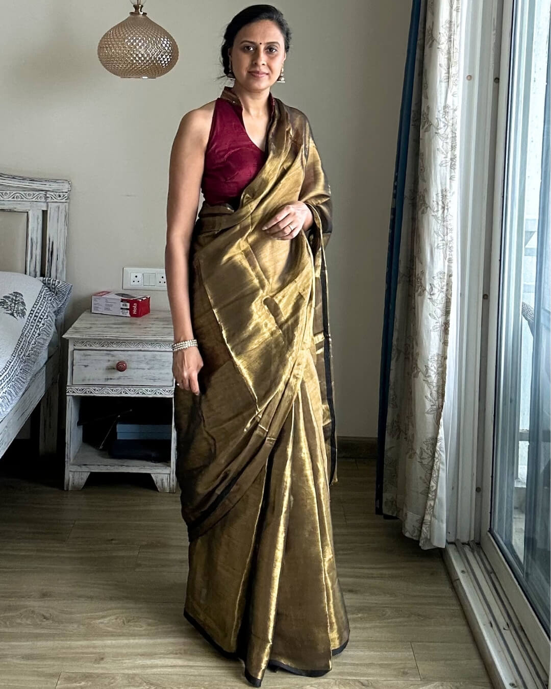 Gold Mulmul Saree