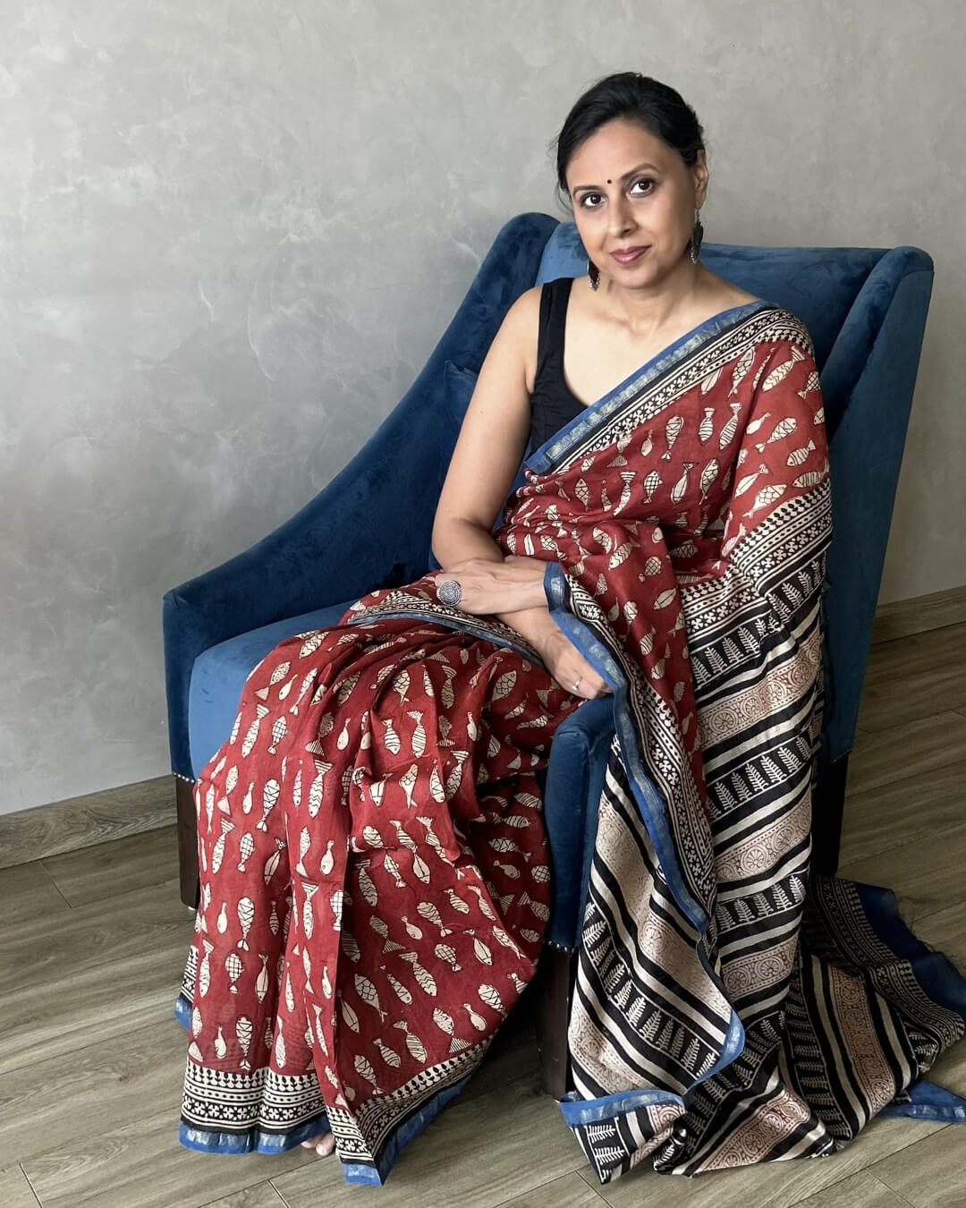Meenakshi Chanderi Hand Block Printed Saree
