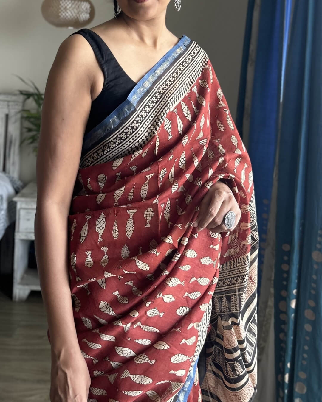 Meenakshi Chanderi Hand Block Printed Saree