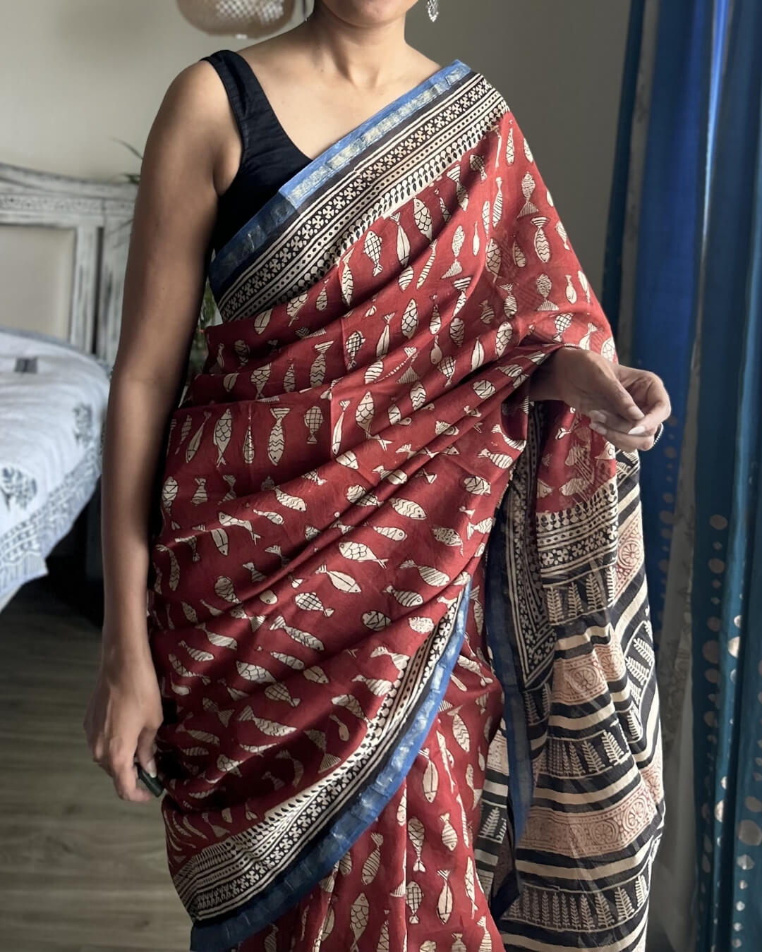 Meenakshi Chanderi Hand Block Printed Saree
