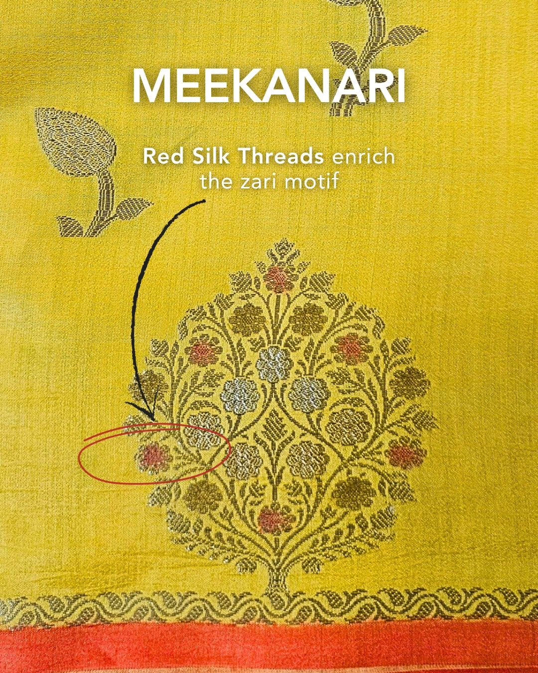 Marigold Yellow Meenakari Banarsi Saree