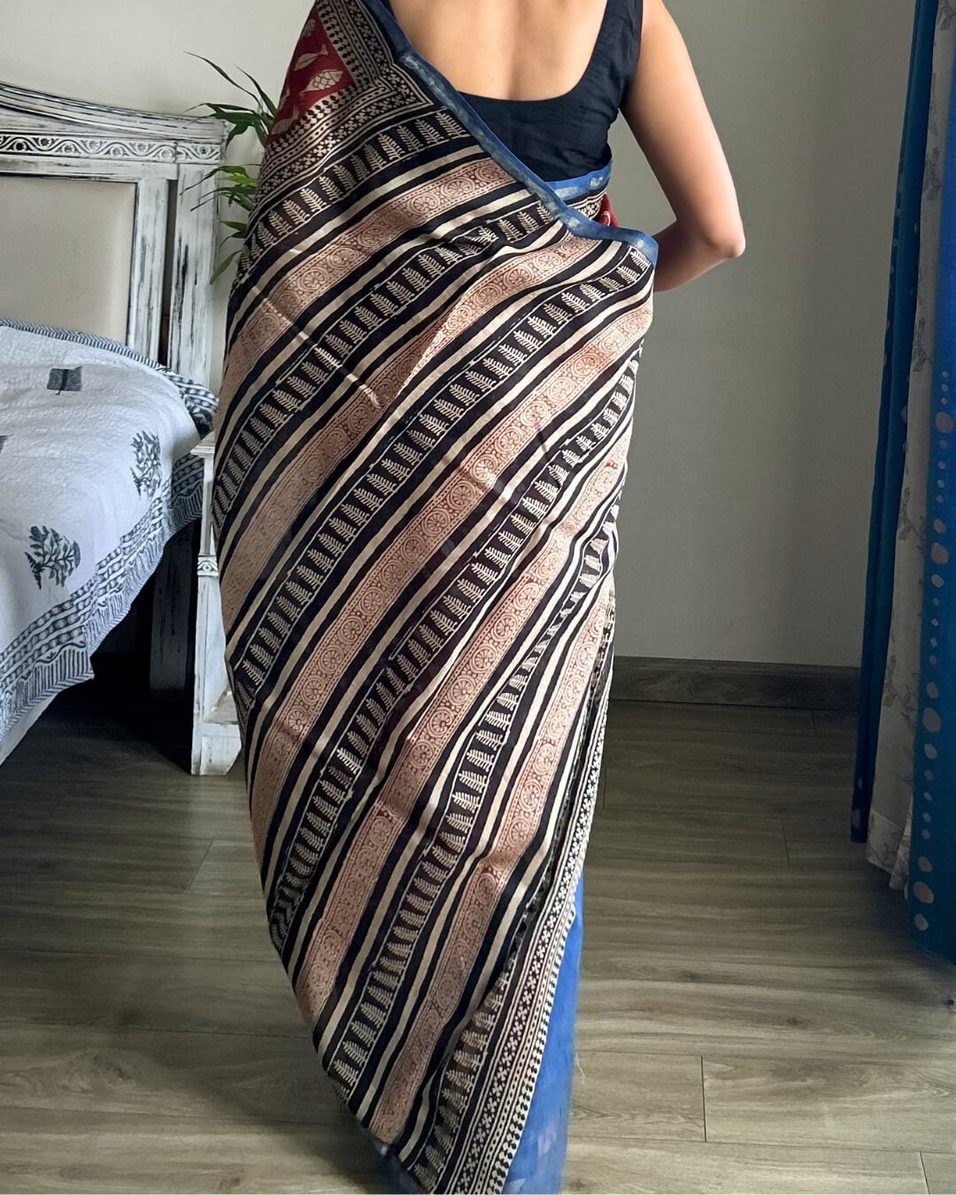 Meenakshi Chanderi Hand Block Printed Saree