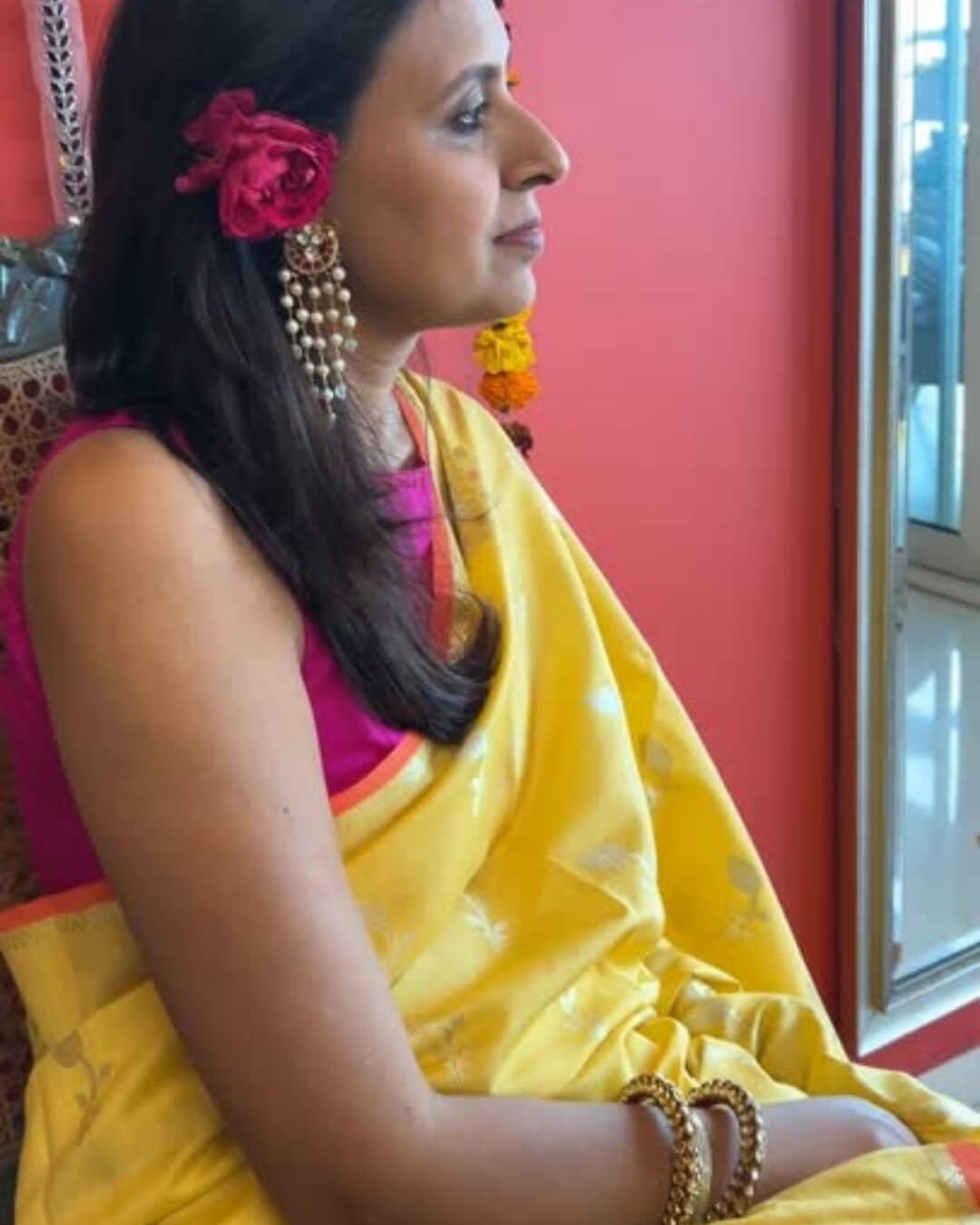 Marigold Yellow Meenakari Banarsi Saree