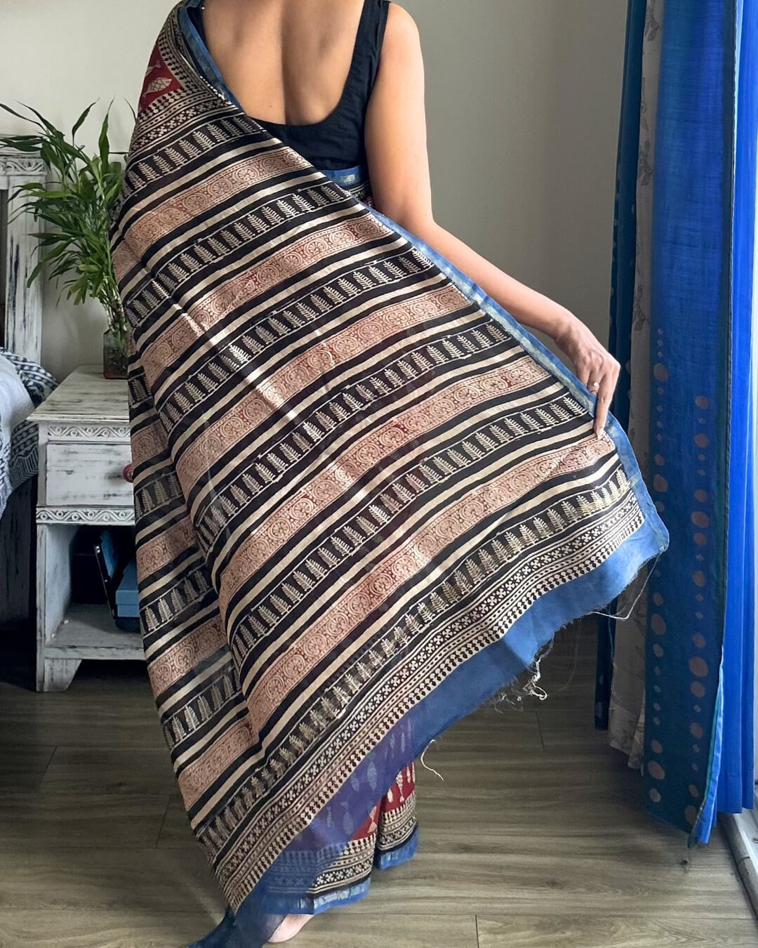 Meenakshi Chanderi Hand Block Printed Saree