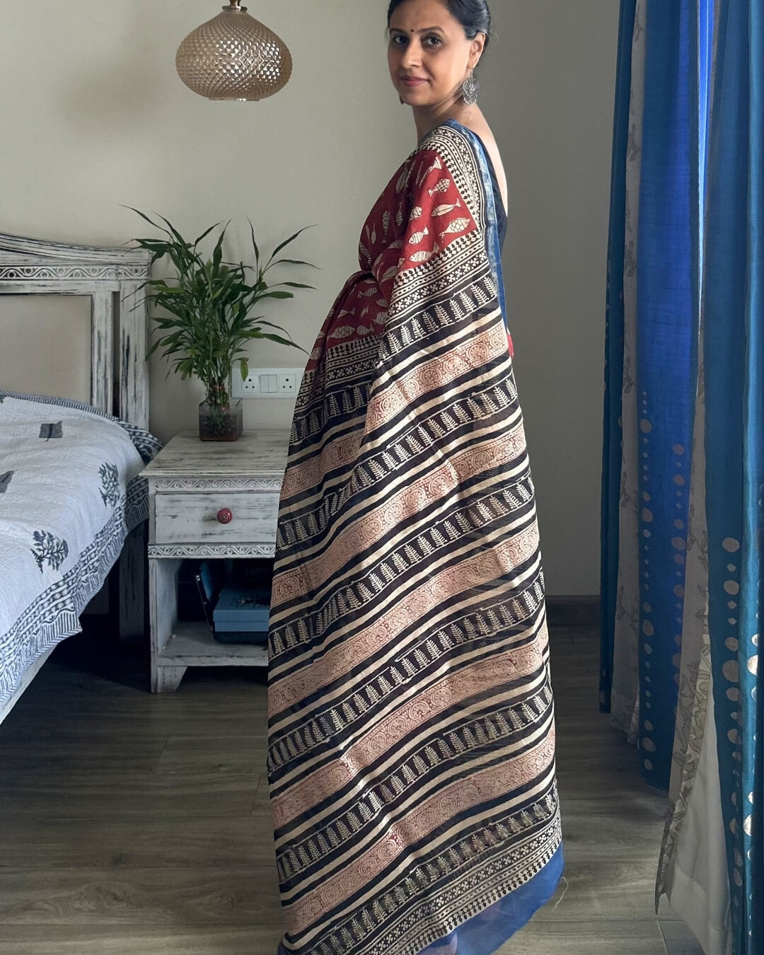 Meenakshi Chanderi Hand Block Printed Saree