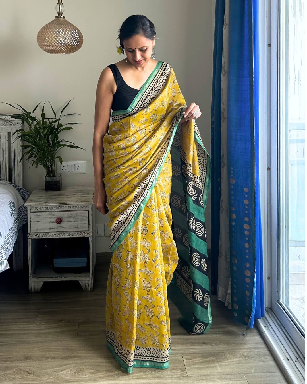 Basant Chanderi Hand Block Printed Saree