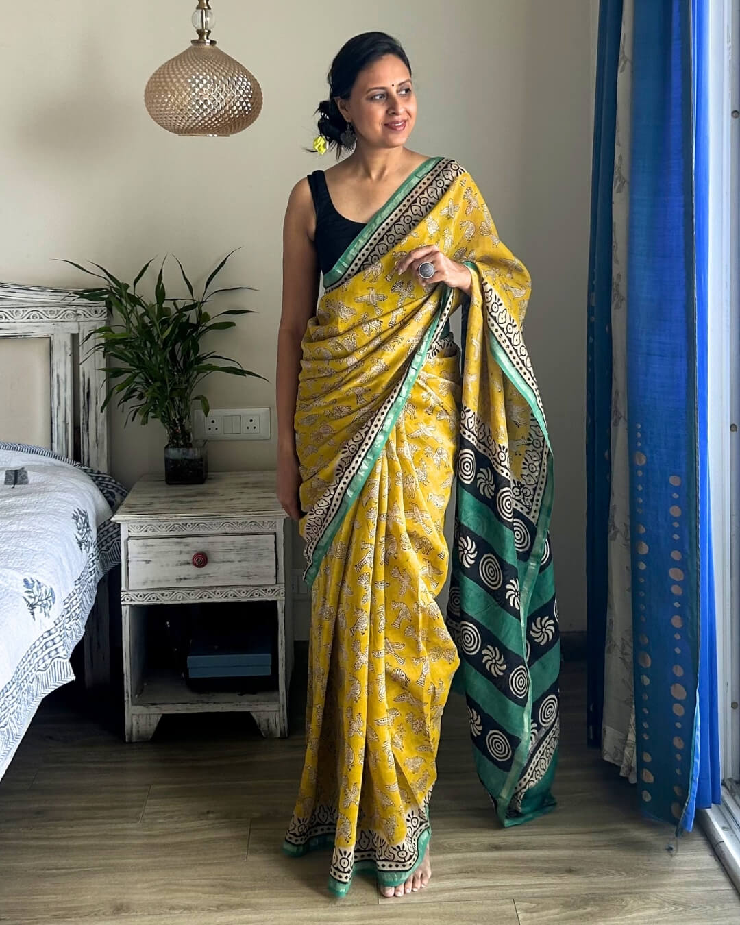 Basant Chanderi Hand Block Printed Saree