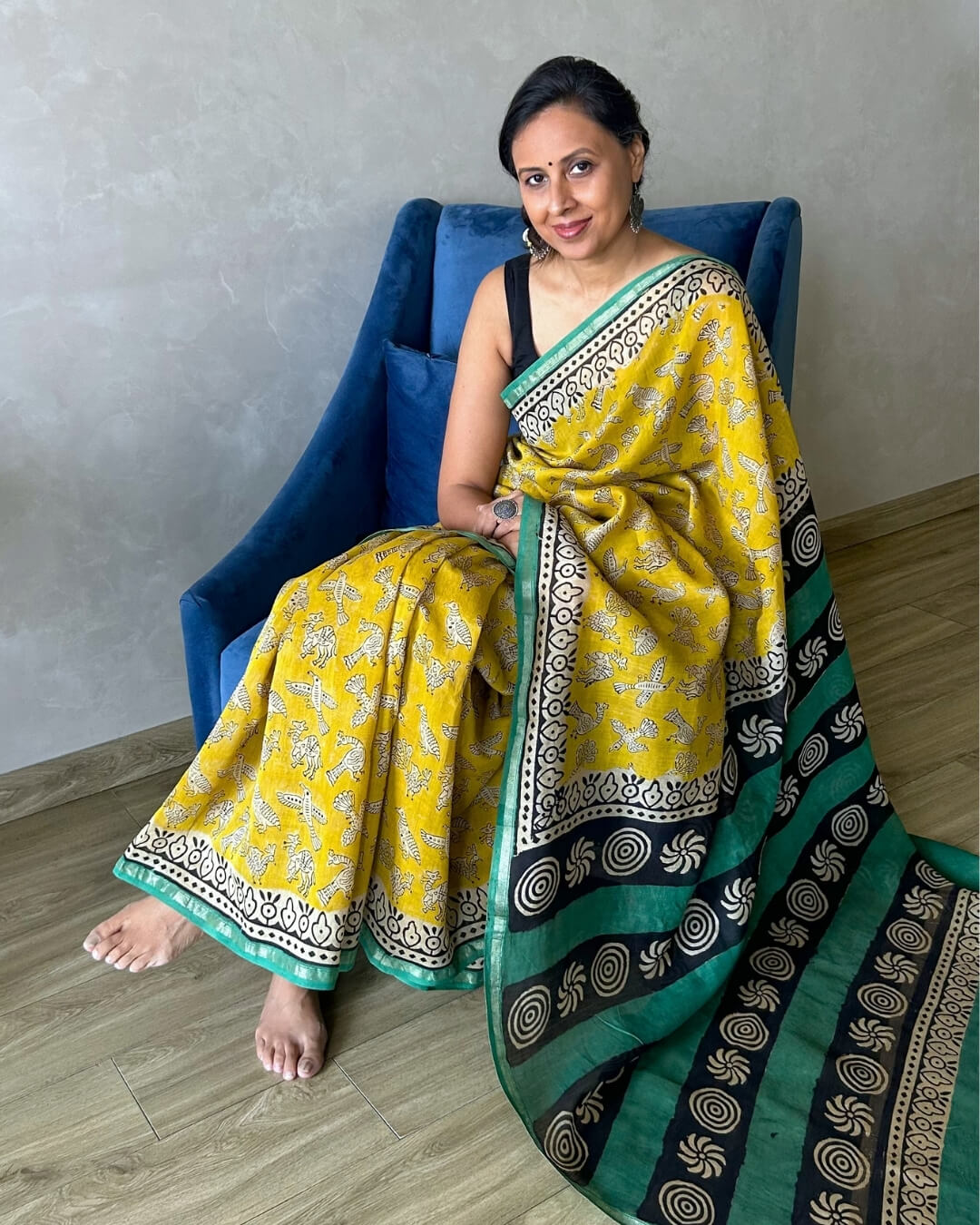 Basant Chanderi Hand Block Printed Saree
