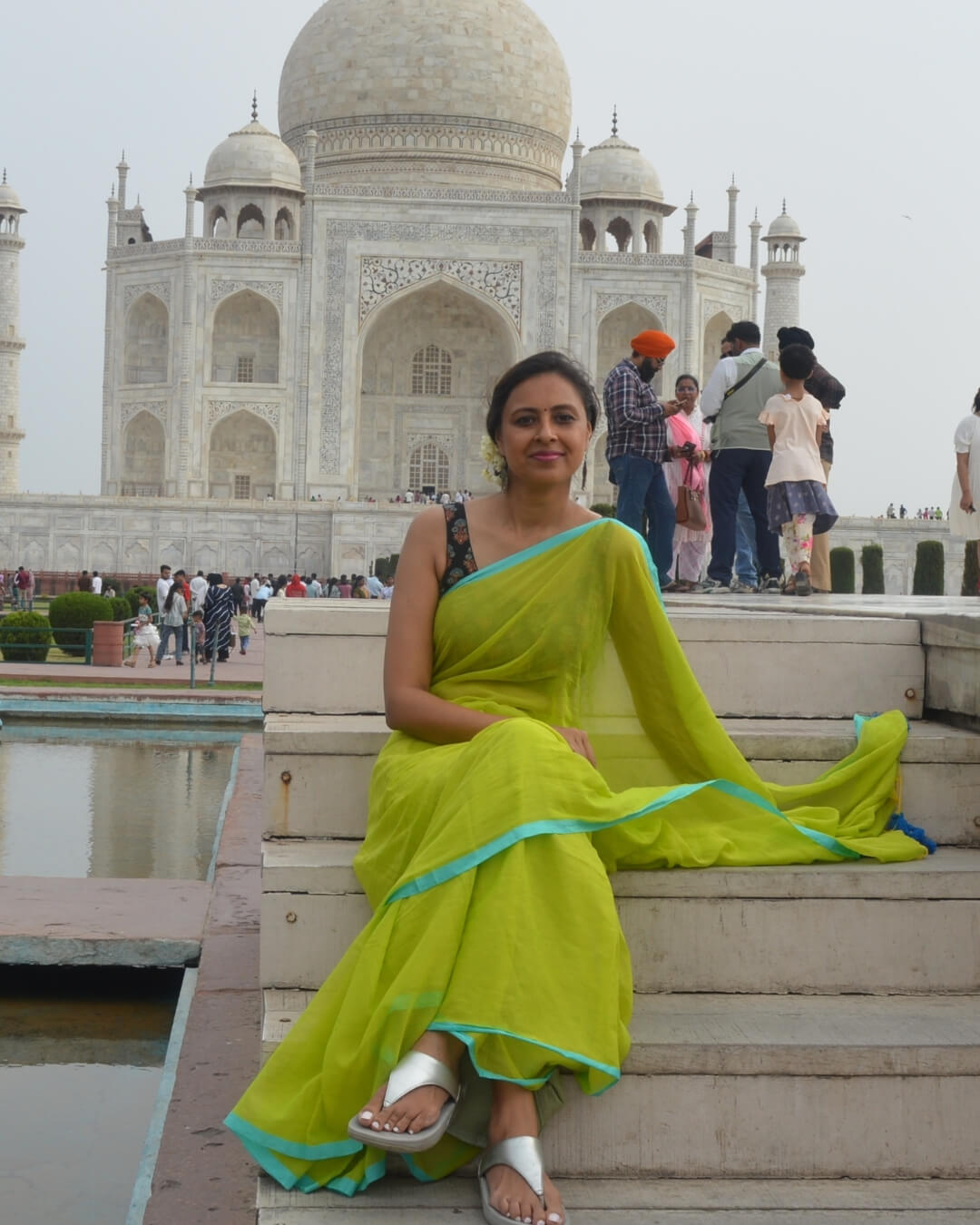 Limea Lime Green Mulmul Saree