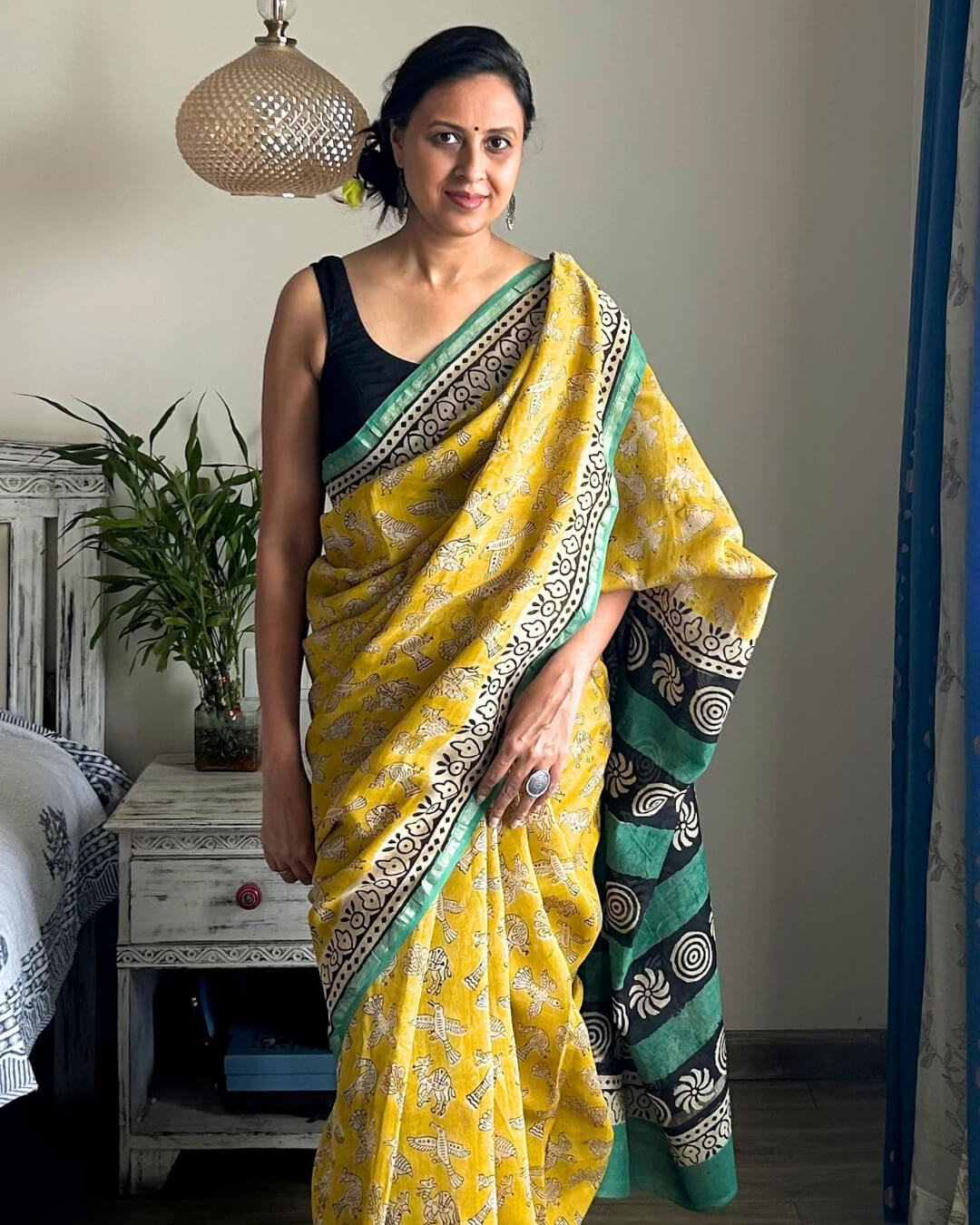Basant Chanderi Hand Block Printed Saree