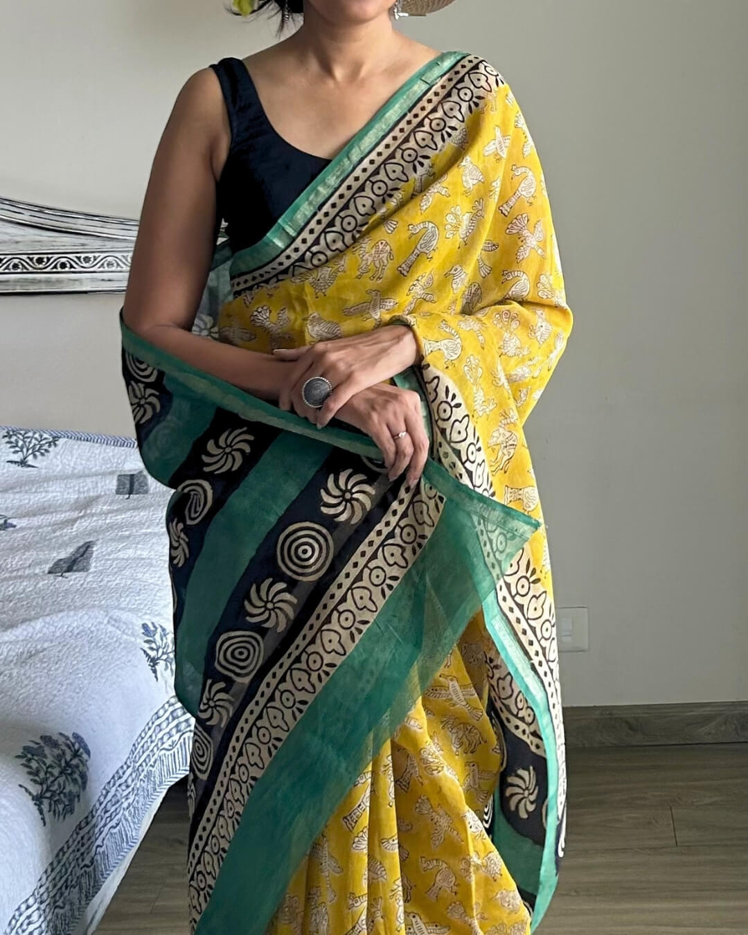 Basant Chanderi Hand Block Printed Saree