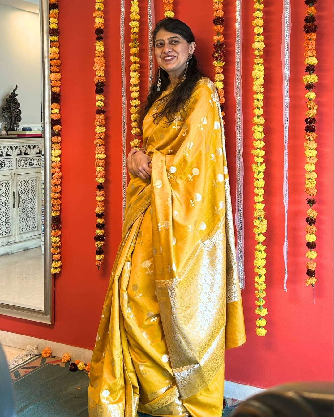 Noor Mustard Yellow Sona-Rupa Banarsi Saree